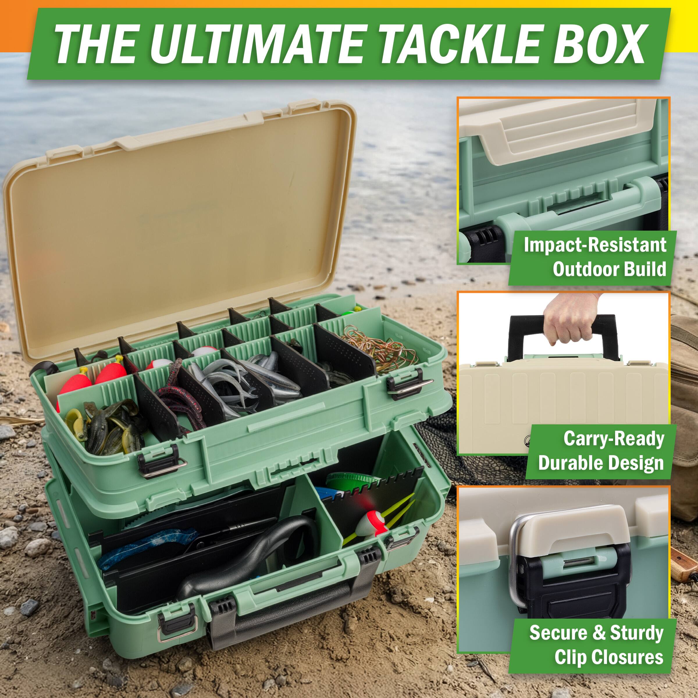 THE ULTIMATE TACKLE BOX

- Impact-Resistant Outdoor Build
- Carry-Ready Durable Design
- Secure & Sturdy Clip Closures