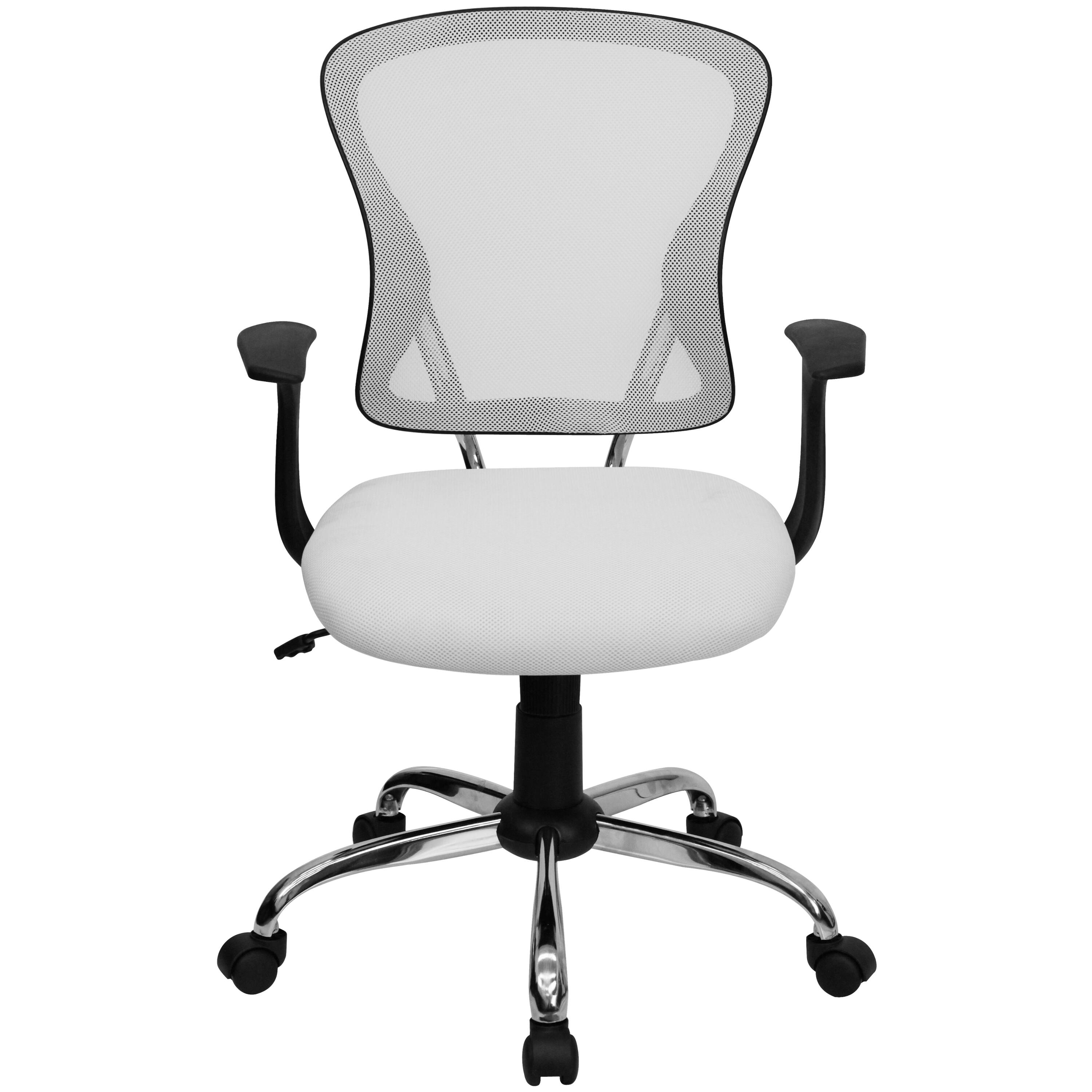 Alt View 7. Emma + Oliver - Mid-Back Mesh Swivel Task Office Chair with Chrome Base and Arms - White.