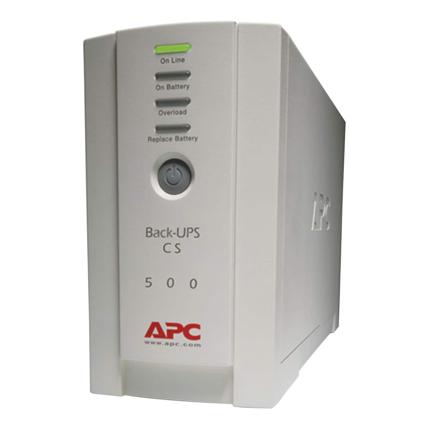 APC - 6-AC Outlet and RJ11 Telco 500 VA 300W Back-UPS CS Tower, 480-Joules Surge Protection, Voltage Correction, 6 ft, BK500 - White
