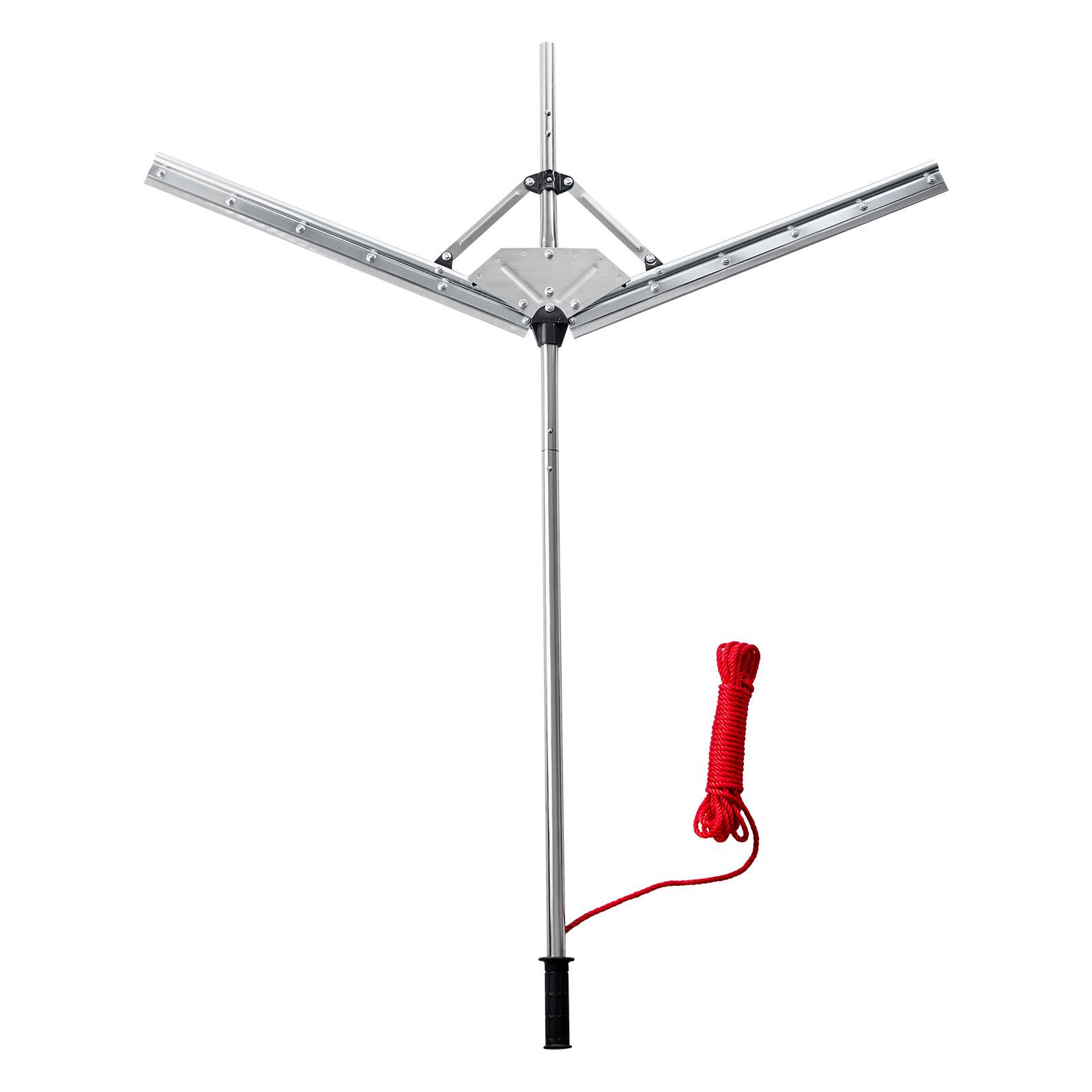 Alt View 5. VEVOR - Lake Weed Cutter with 48 in Cutting Width, Durable Steel Blades, and 30 ft Throw Rope, Ideal for Aquatic Plants - Silver Metal + Red Rope + Black Plastic.