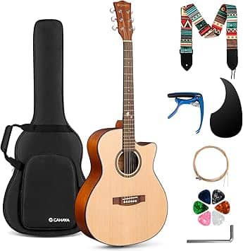 CAHAYA - Acoustic Guitar Beginner Set - 41" Full Size Spruce Top Mahogany Body with Okoume Neck CY0019-1