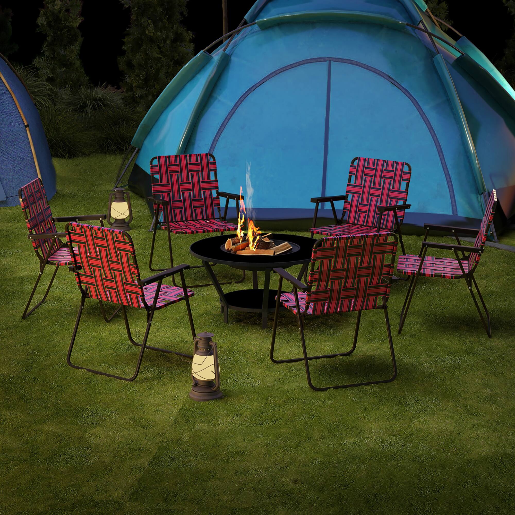 Alt View 4. Gymax - Gymax Set of 4 Patio Folding Web Chair Set Portable Beach Camping Chair Red - Red.