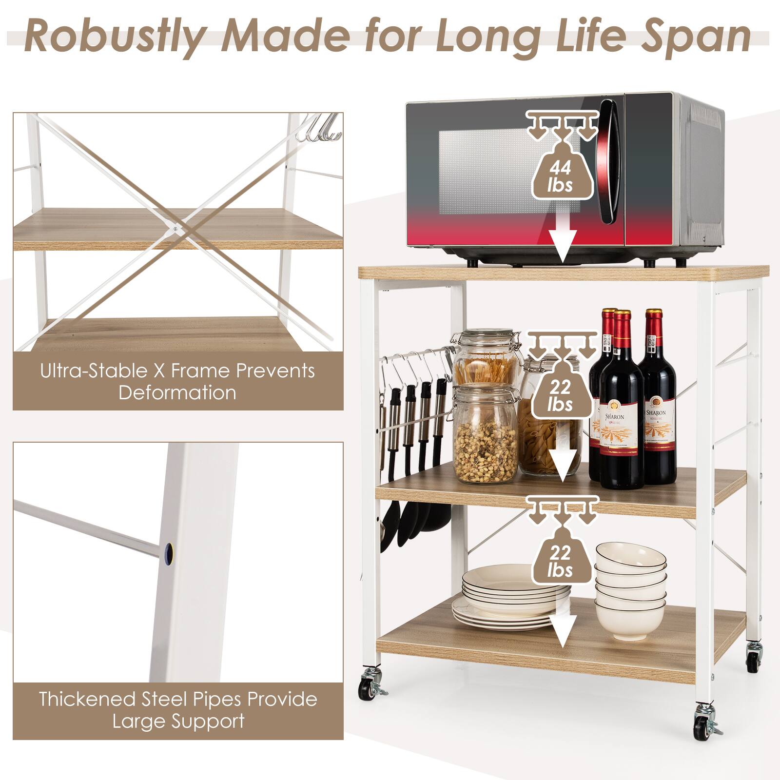 Robustly Made for Long Life Span

Ultra-Stable X Frame Prevents Deformation

Thickened Steel Pipes Provide Large Support

44 lbs

22 lbs

22 lbs