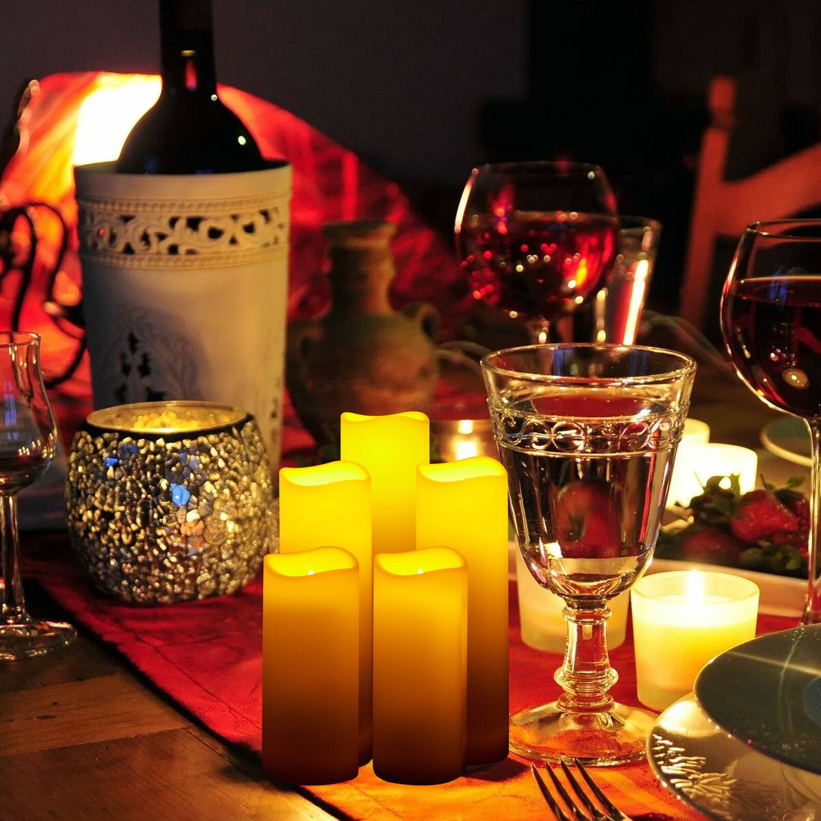 Alt View 7. IMAGE - 12 Pcs Flameless Flickering Candles LED Pillar Candles for Christmas Wedding Home Decor - Warm White.