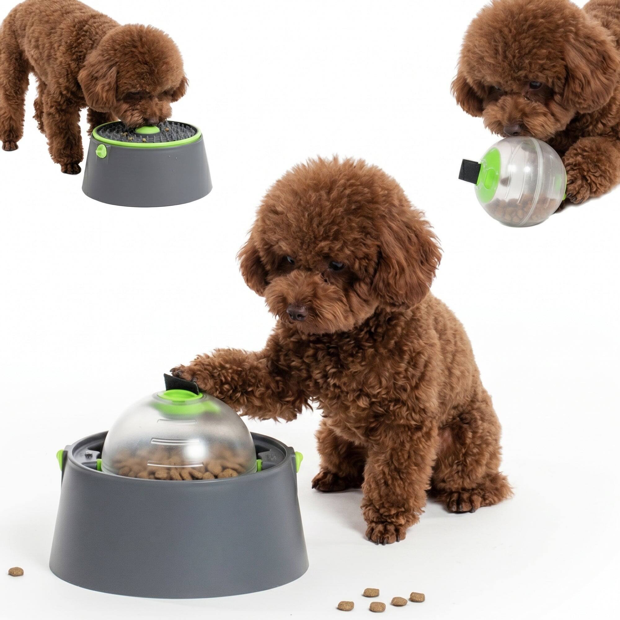 Front. PawsPik - PawsPik 3-in-1 Multi-Purpose Treat, Feed & Lick Station Dog Feeder, Black, Small - Black.