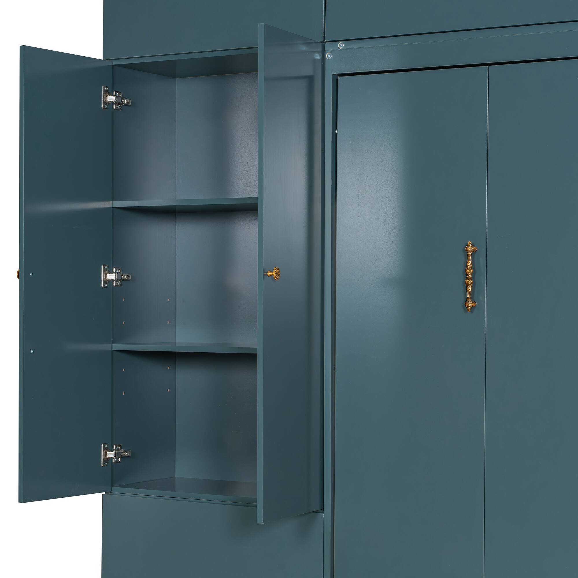 Alt View 5. Anysun - Queen Size Murphy Bed Wall Bed with Sofa and Shelves,Green Panel - Beige.