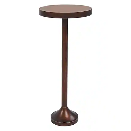 Front. COZAYH - COZAYH Small Pedestal Round End Table, Living Room Furniture, Light Espresso - Brown.