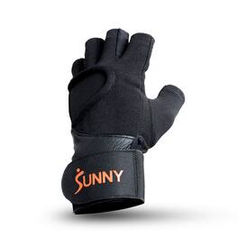 Sunny Health & Fitness - Weightlifting Gloves, X-Large, with Built-In Wrist Compression and Padded Palm for Strength Training - Black