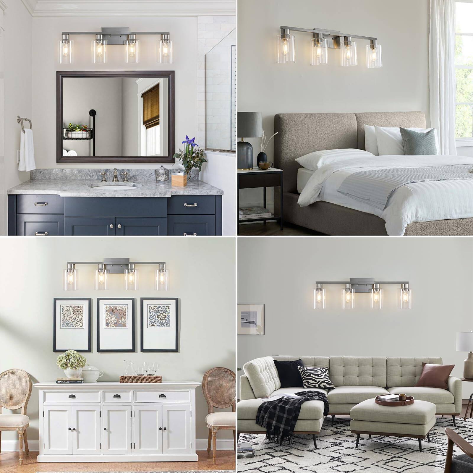 Alt View 3. Dazzling Pops - Light Bathroom Fixtures Brushed Nickel Modern Vanity With Clear Glass Shade Lighting Over Mirror Lights For - Brushed Nickel 2 LIGHT(2 PACK).