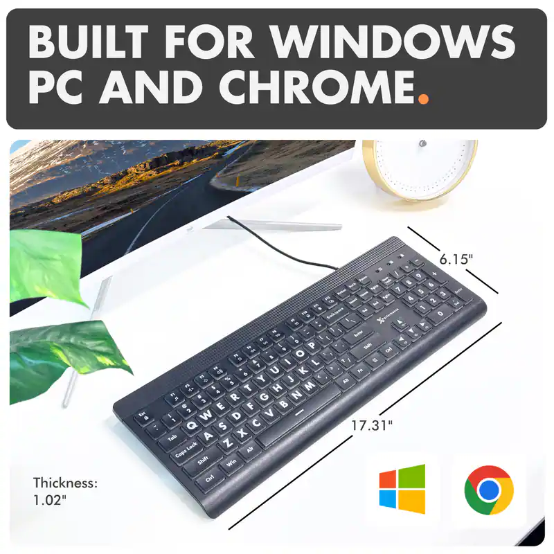 Extra Large Computer Keyboard X9 Performance Backlit Large Print Keyboard Easy to See Oversized ...