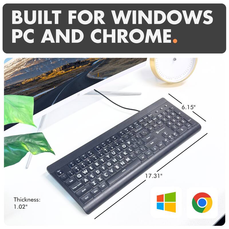 BUILT FOR WINDOWS PC AND CHROME. Thickness: 1.02" Width: 6.15" Length: 17.31"