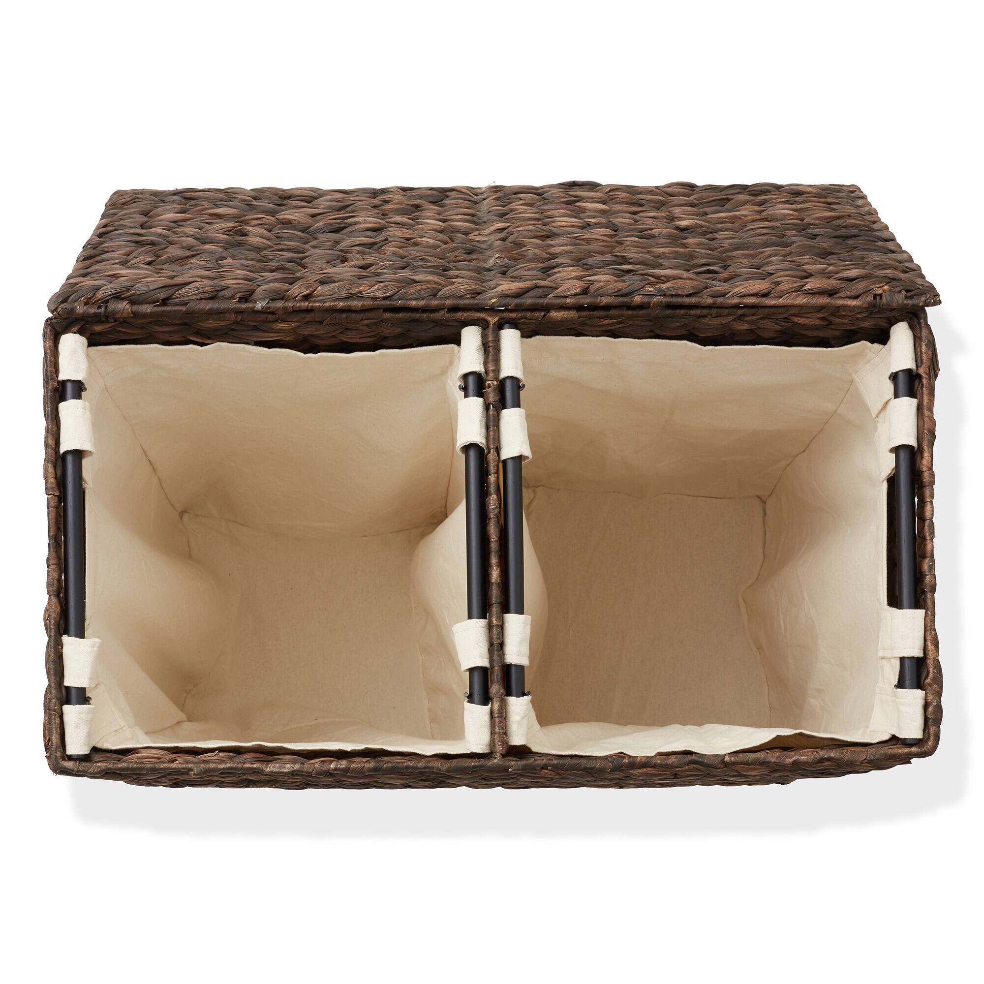 Alt View 5. Casafield - 2-Section Laundry Hamper Basket with Removable Liner Bags for Clothes - Espresso.