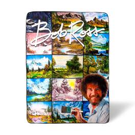 Surreal Entertainment - Bob Ross Oversized Fleece Sherpa Throw Blanket | 54 x 72 Inches - Green