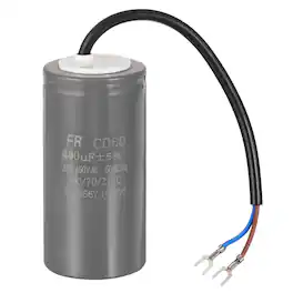 Unique Bargains - CD60 Run Capacitor 400uF 450V 5% Motor Starting with 2 Wires for Air Compressor Washing Machine - Gray