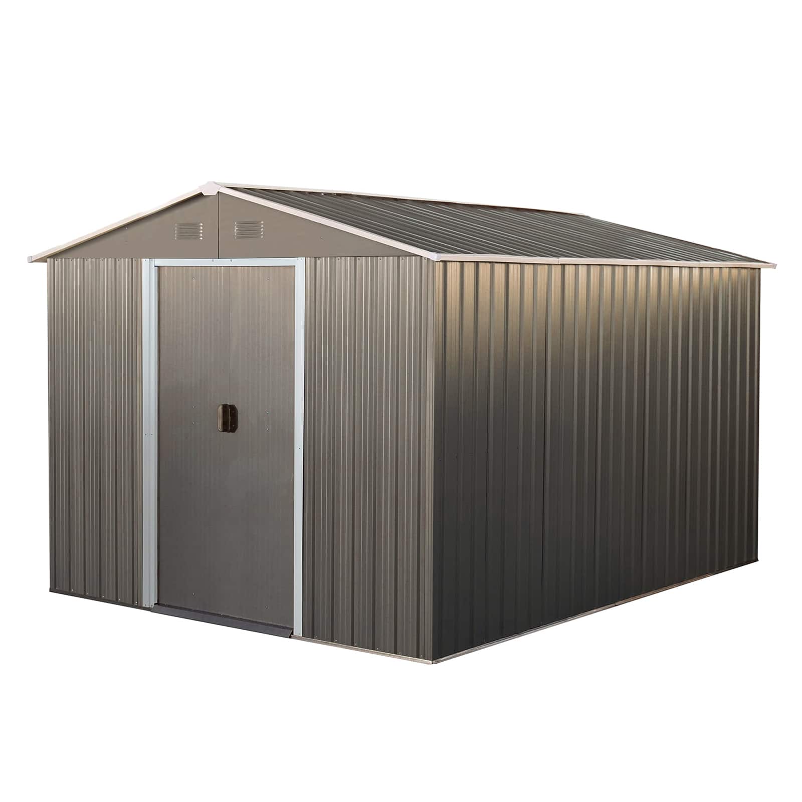 Mondawe - 8x10ft Outdoor Metal Storage Shed - Gray
