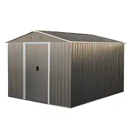 Mondawe - 8x10ft Outdoor Metal Storage Shed - Gray