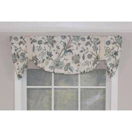RLF Home - Gianna Suspender Valance 3" Rod Pocket, contrast ribbon Tie. 50" x 17" - Spa