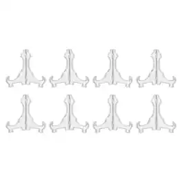 Unique Bargains - 8pcs Acrylic Easels Plate Stands 5.12 Inch Folding Display Holder for Frames Pictures Magazines - Clear