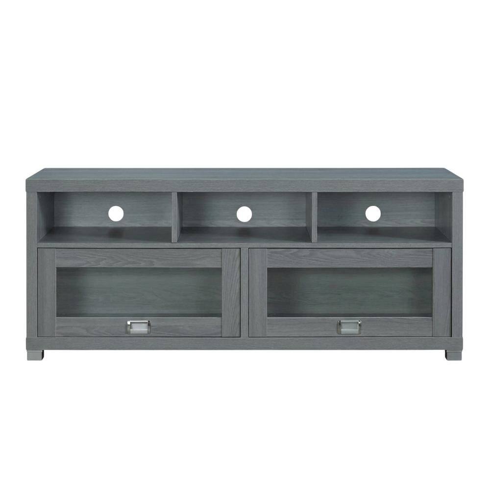Angle. FurniFact - Grey TV Stand for up to 60-inch Screens with Sturdy Construction - Gray.