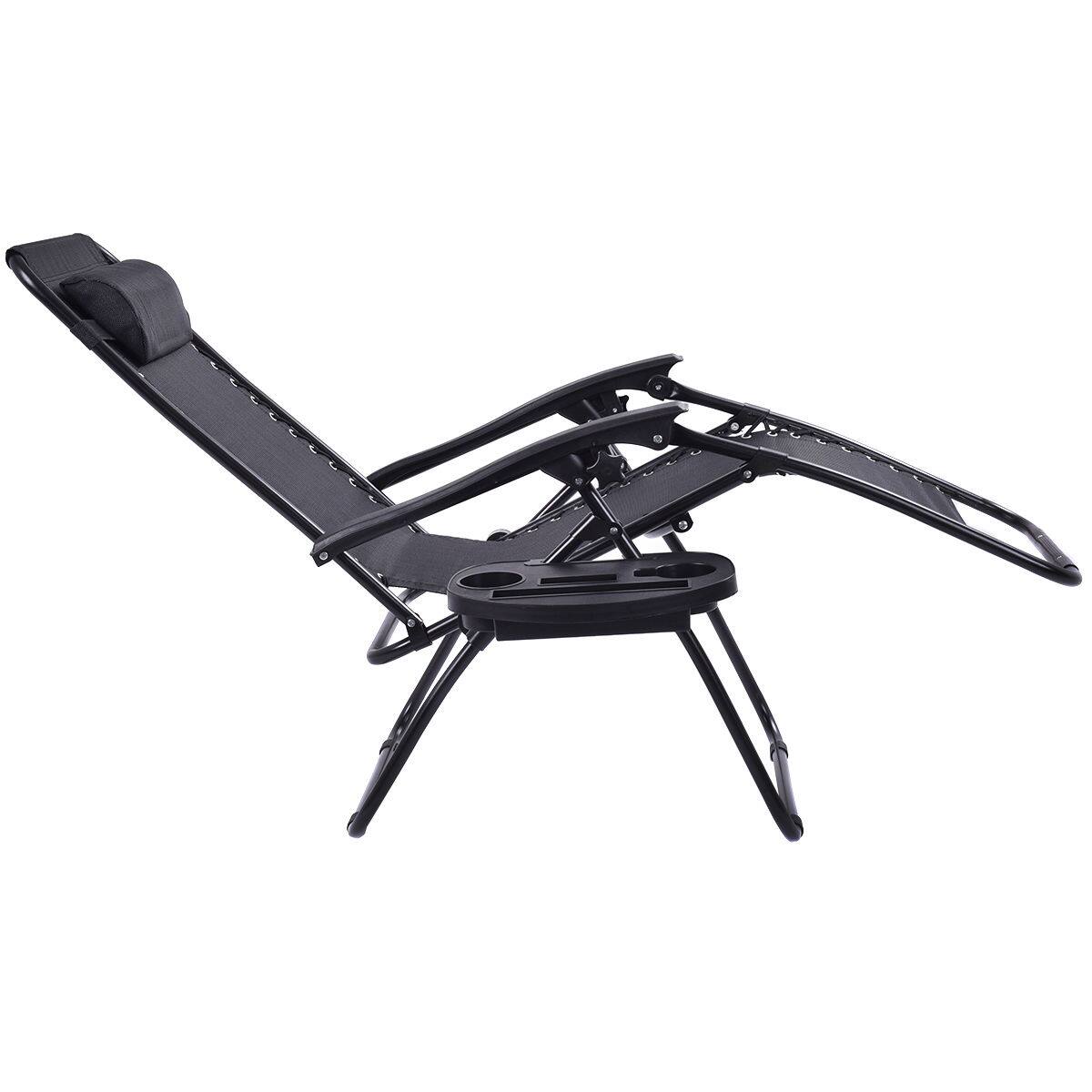 Alt View 4. Costway - Costway 2 PCS Zero Gravity Chairs Lounge Patio Folding Recliner Outdoor with Cup Holder - Black.