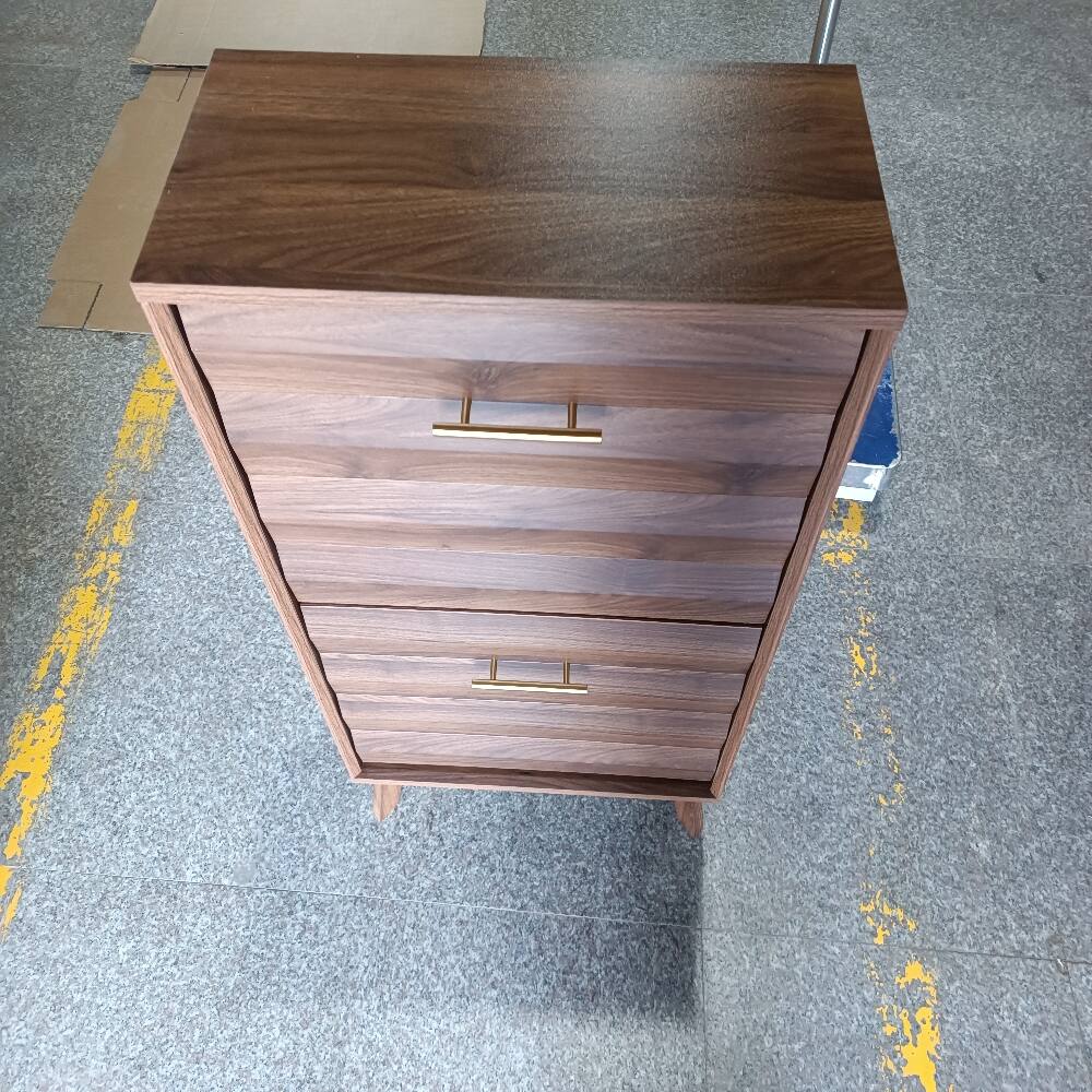 Alt View 2. Loheer - Loheer walnut wood slim flip-top shoe cabinet mid-century modern 23.6-inch - Walnut.