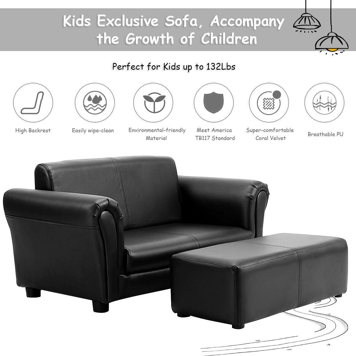 Kids Exclusive Sofa, Accompany the Growth of Children

Perfect for Kids up to 132Lbs

- High Backrest
- Easily wipe-clean
- Environmental-friendly Material
- Meet America TB117 Standard
- Super-comfortable Coral Velvet
- Breathable PU