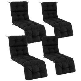Gymax - Set of 4 73'' Lounge Chaise Cushion Padded Recliner Cushion - Black