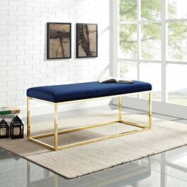 Anticipate Fabric Bench by Modway - Gold Navy
