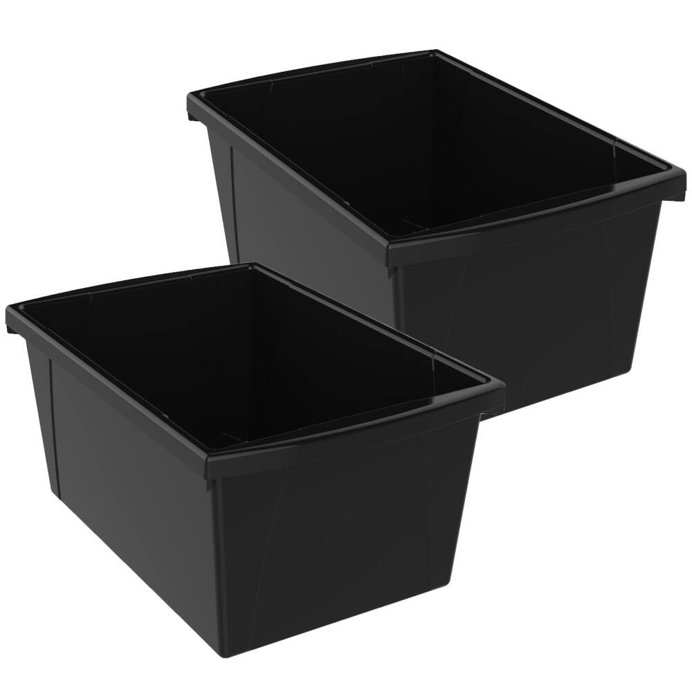 Front. Storex - Storex Medium Classroom Storage Bin, Black, Pack of 2.