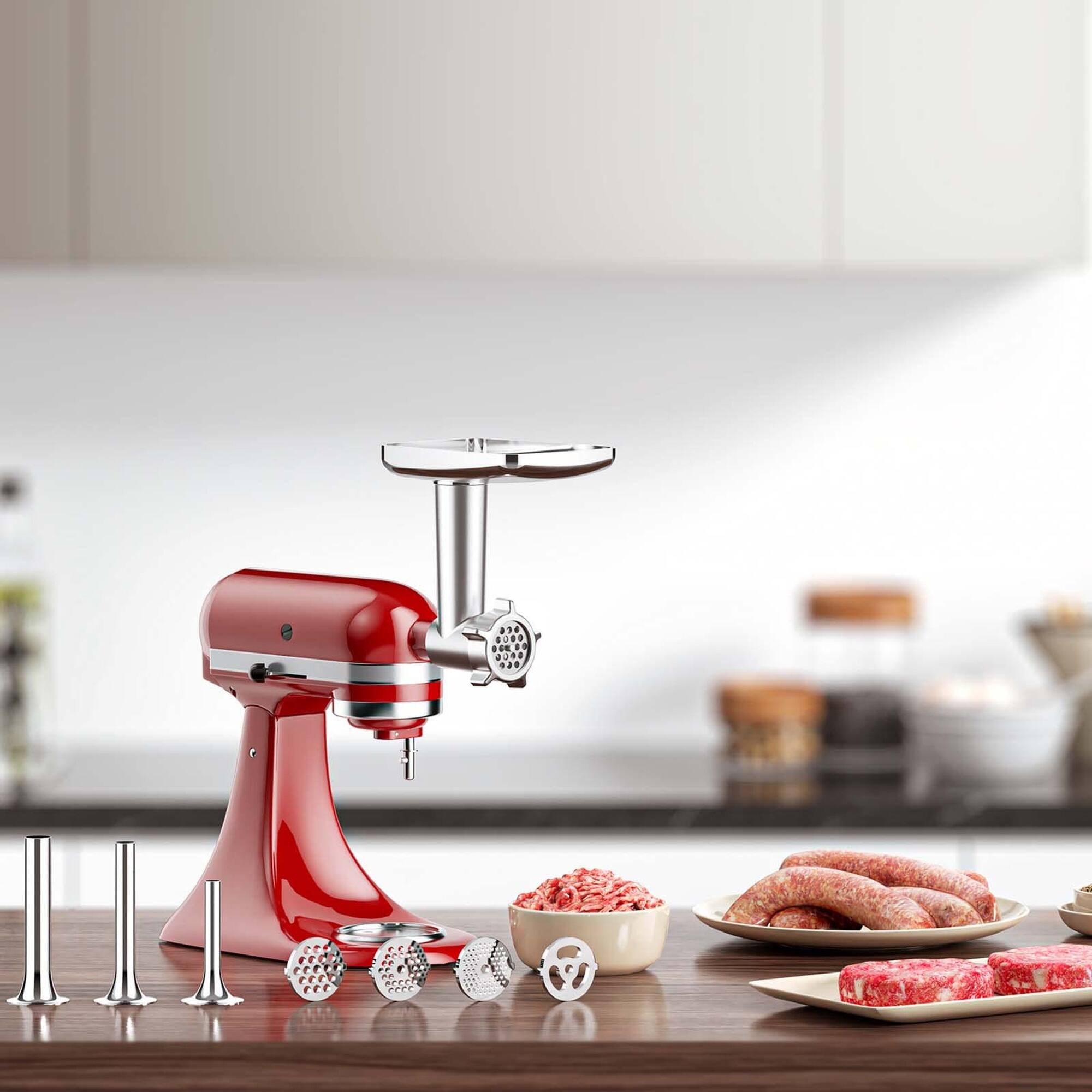 Alt View 3. Gvode - GVODE Meat Grinder Slicer Shredder Attachment, Compatible with KitchenAid® Stand Mixers, Metal Set - White.