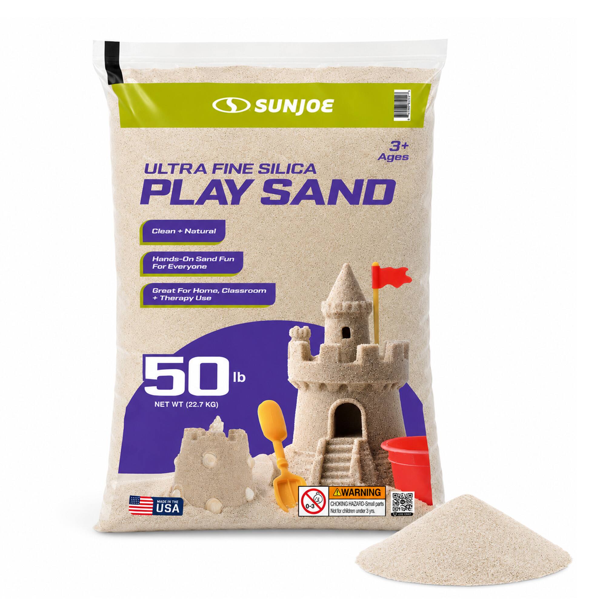 Sun Joe - Ultra Fine Silica Play Sand for Sandboxes and Sensory Tables, 50 lbs, PLYSAND50 - Natural beige