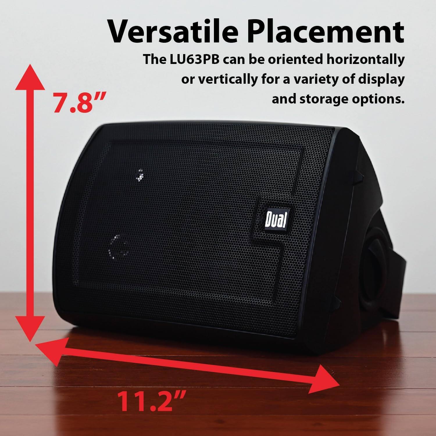 Versatile Placement  
The LU63PB can be oriented horizontally or vertically for a variety of display and storage options.  

7.8"  
11.2"