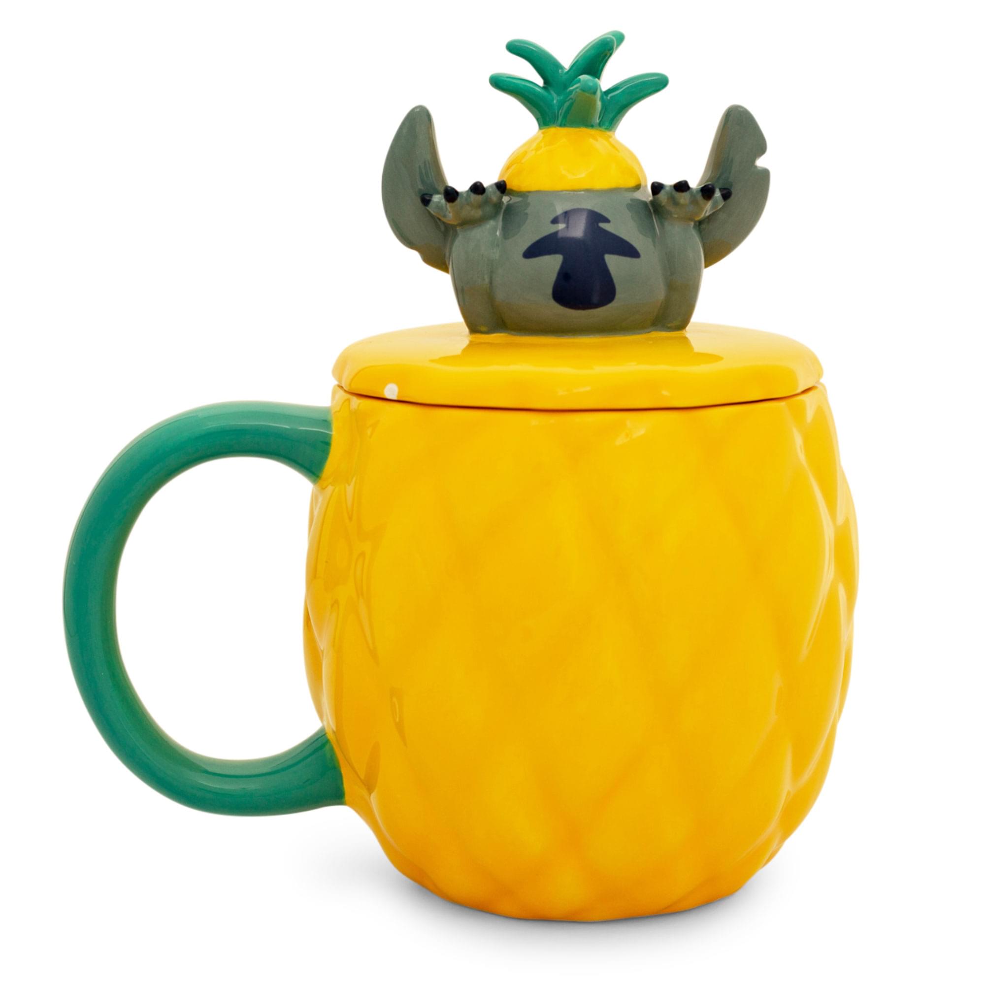 Alt View 1. Silver Buffalo - Disney Lilo & Stitch Pineapple 3D Sculpted Ceramic Mug With Lid | Holds 20 Ounce - Yellow.
