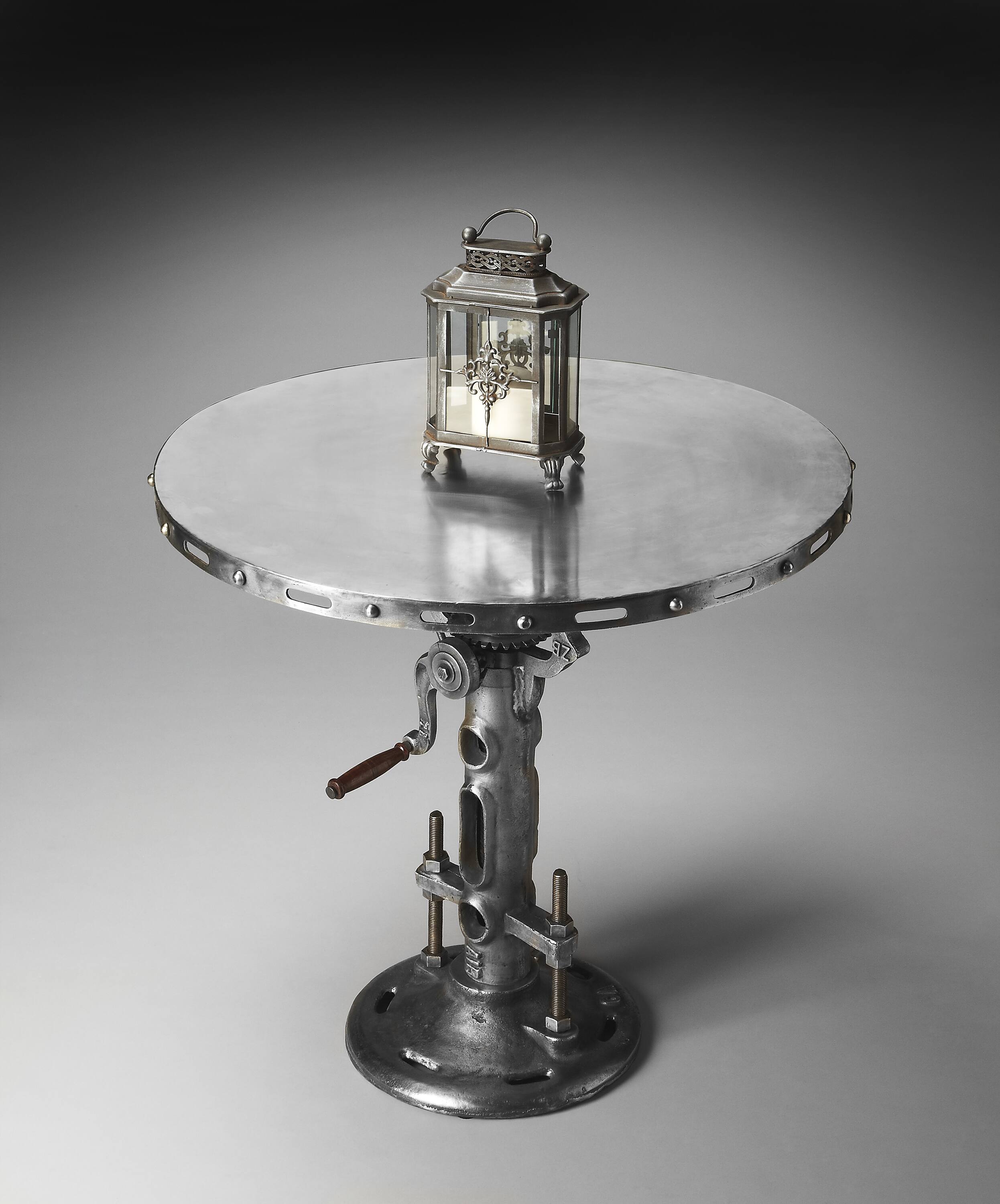 Alt View 3. Butler Specialty - Fenwick 31.5 in. W Round Metal Adjustable Height Industrial Hall/Pub Table - Silver.