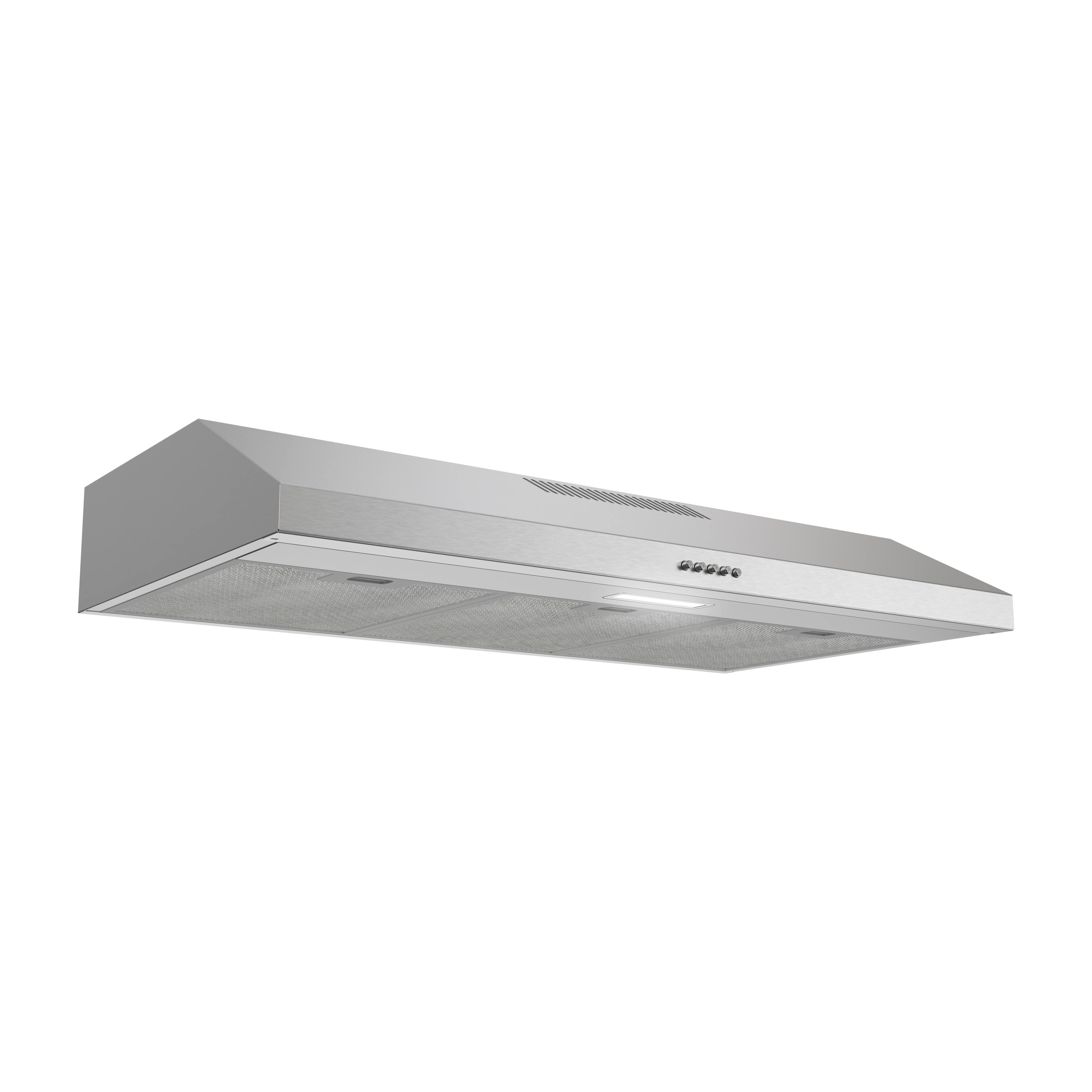 Alt View 1. Streamline - 36 in. Rapolla Ducted Undermount 80 CFM Range Hood, Mesh Filters, Push Button Control, LED Light - Brushed Stainless Steel.