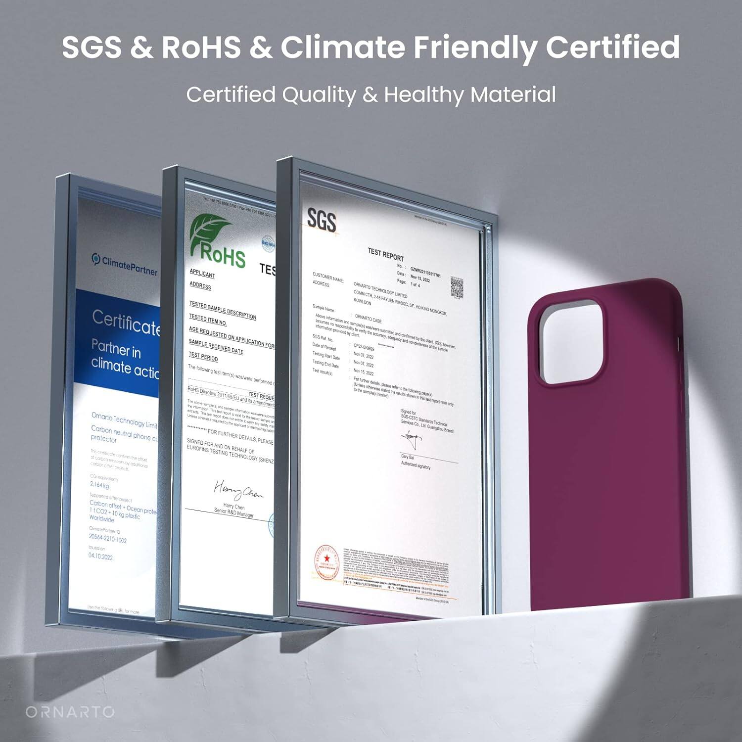SGS & ROHS & Climate Friendly Certified
Certified Quality & Healthy Material
ClimatePartner
RoHS TES
APPLICANT
TESTED SAMPLE DESCRIPTION
CERTIFICATE REQUESTED FOR APPLICATION FOR
TESTED SAMPLE
TESTED SAMPLE DESCRIPTION
TEST REQUEST DATE
TEST PERIOD
SGS TEST REPORT
Hange
ORNARTO