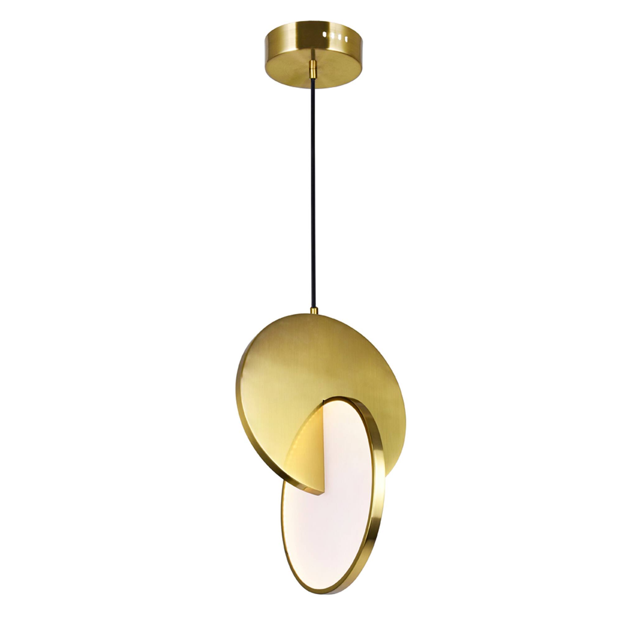 Left. CWI Lighting - Tranche LED Mini Pendant With Brushed Brass Finish - Brushed Brass.