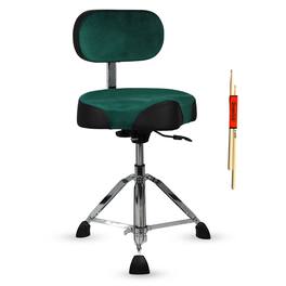 5 CORE - Drum Throne w Backrest 4" Padded Stool Airlift 25" Adjustable Drummer Stool 441Lb Capacity - Green