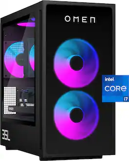 HP OMEN - 35L Gaming Desktop - Intel Core i7-14700F - 16GB DDR5 Memory - NVIDIA GeForce RTX 5060 - 1TB SSD - Shadow Black