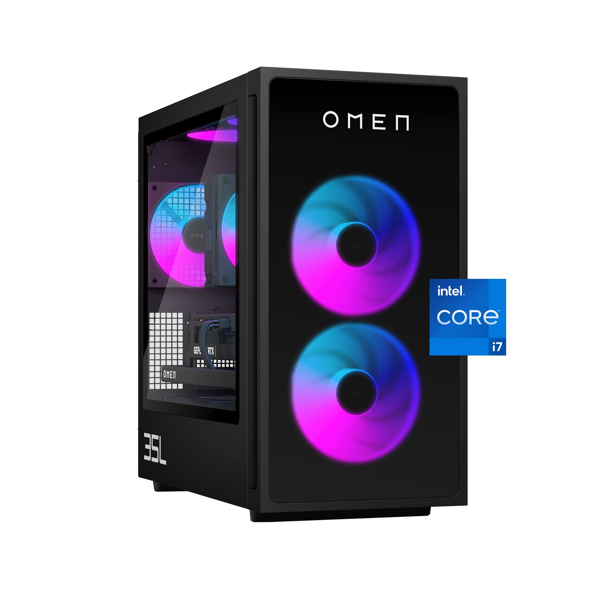 HP OMEN - 35L Gaming Desktop - Intel Core i7-14700F - 16GB DDR5 Memory - NVIDIA GeForce RTX 5060 - 1TB SSD - Shadow Black