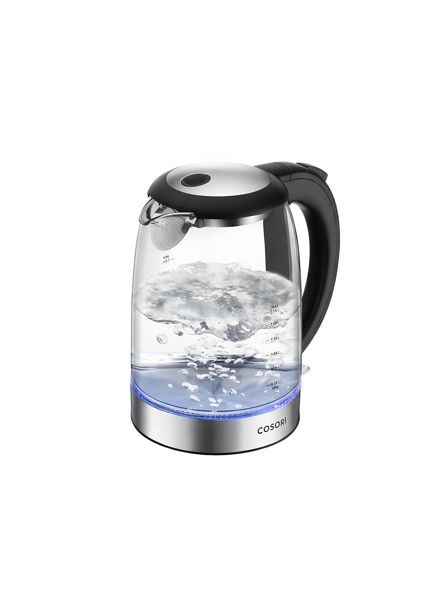 COWLOWN - 1.8Qt Glass Electric Kettle No Plastic Spout Auto Shut Off - Black