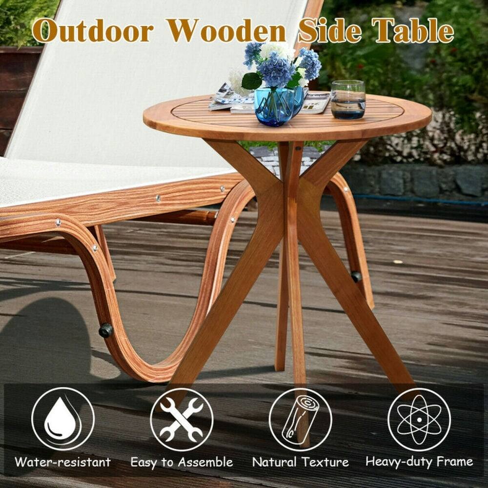 Outdoor Wooden Side Table

- Water-resistant
- Easy to Assemble
- Natural Texture
- Heavy-duty Frame