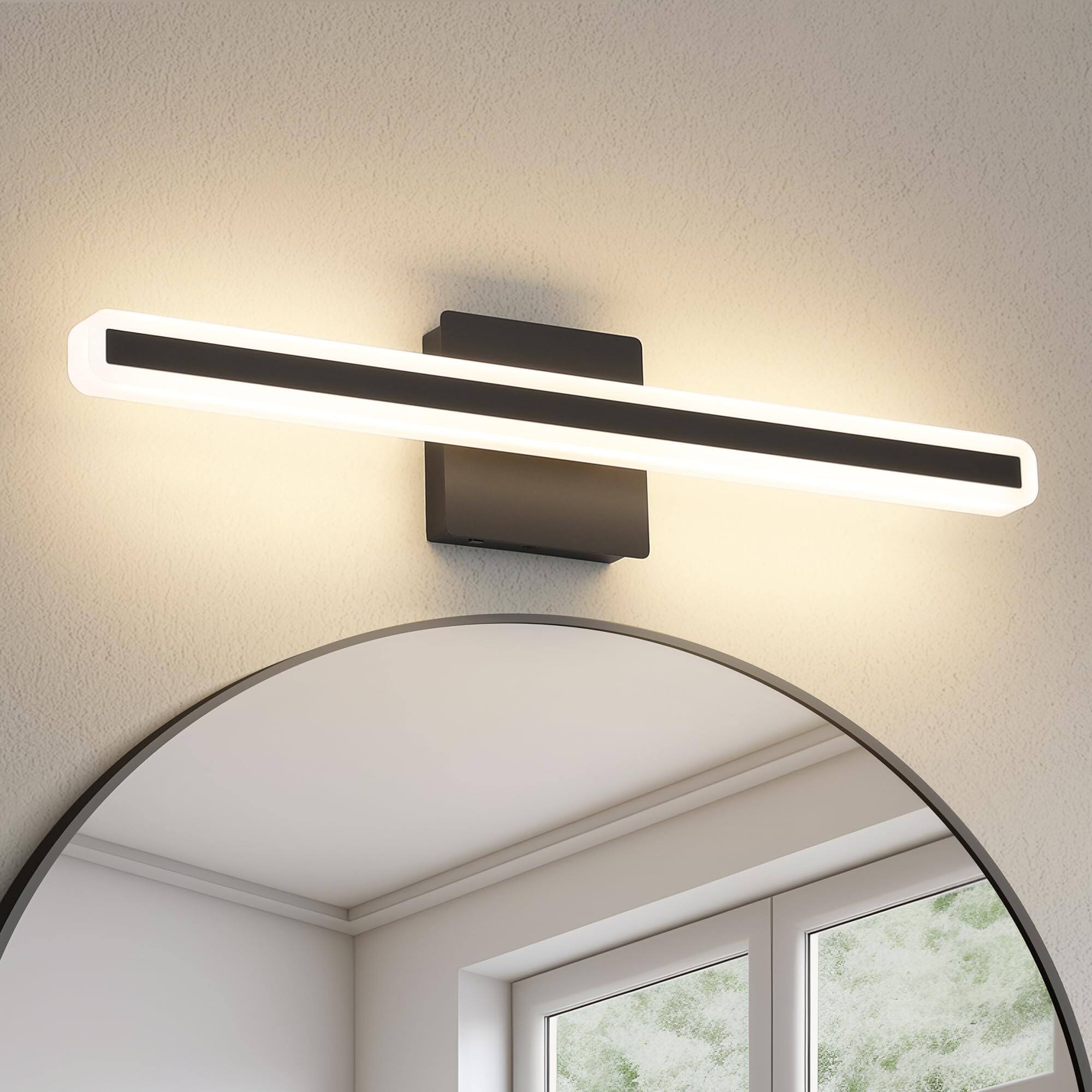 PO3TICJUNKI3 - Vanity Lights For Bathroom cct Dimmable Light Fixtures Over Mirror Modern Led Bar Above Inch w - Black-5CCT 24'' Inch