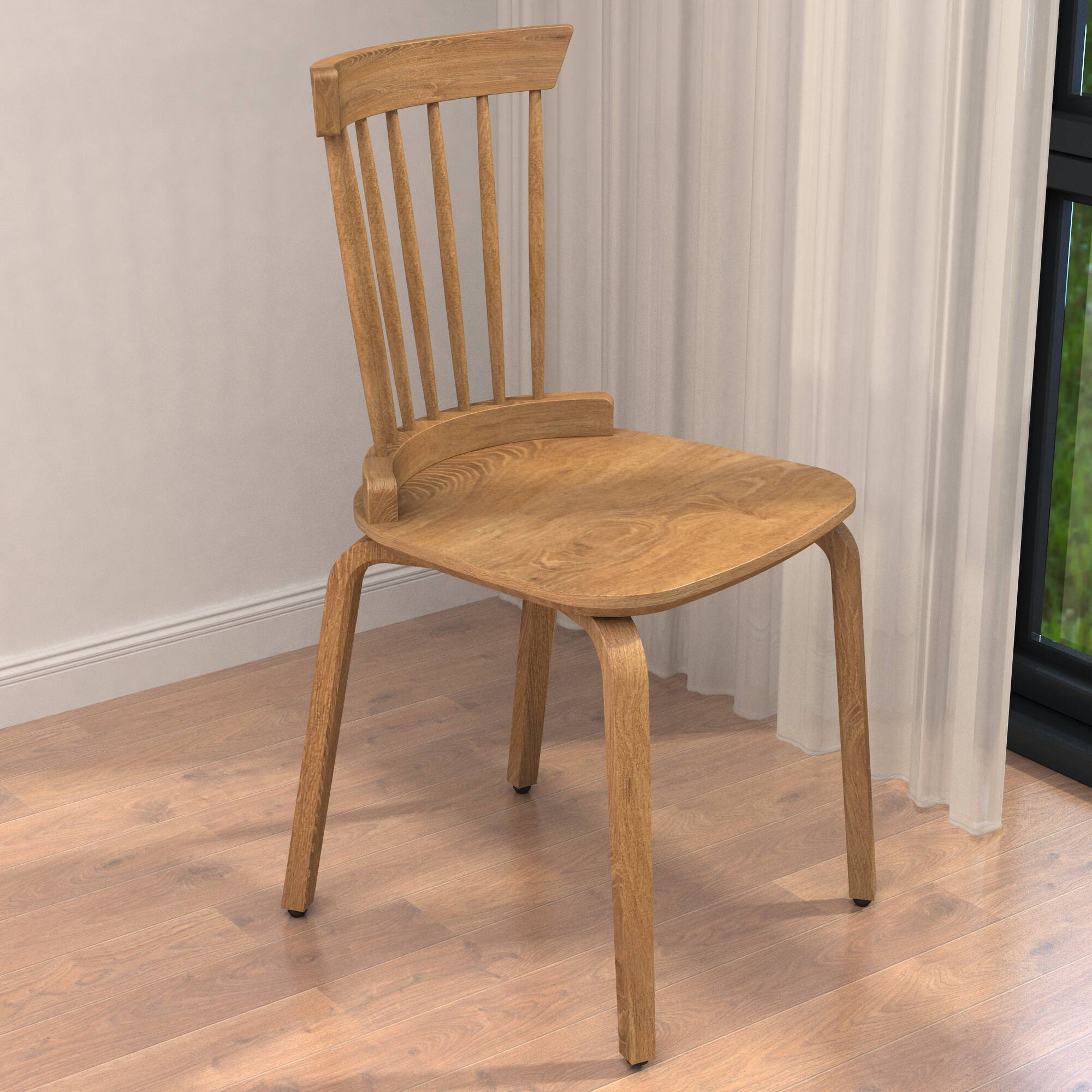 Alt View 6. Lirago - 19 Inch Farmhouse Wooden Dining Chairs Set of 2 Windsor Design Solid Wood Slat Back Spindle Back - Walnut.