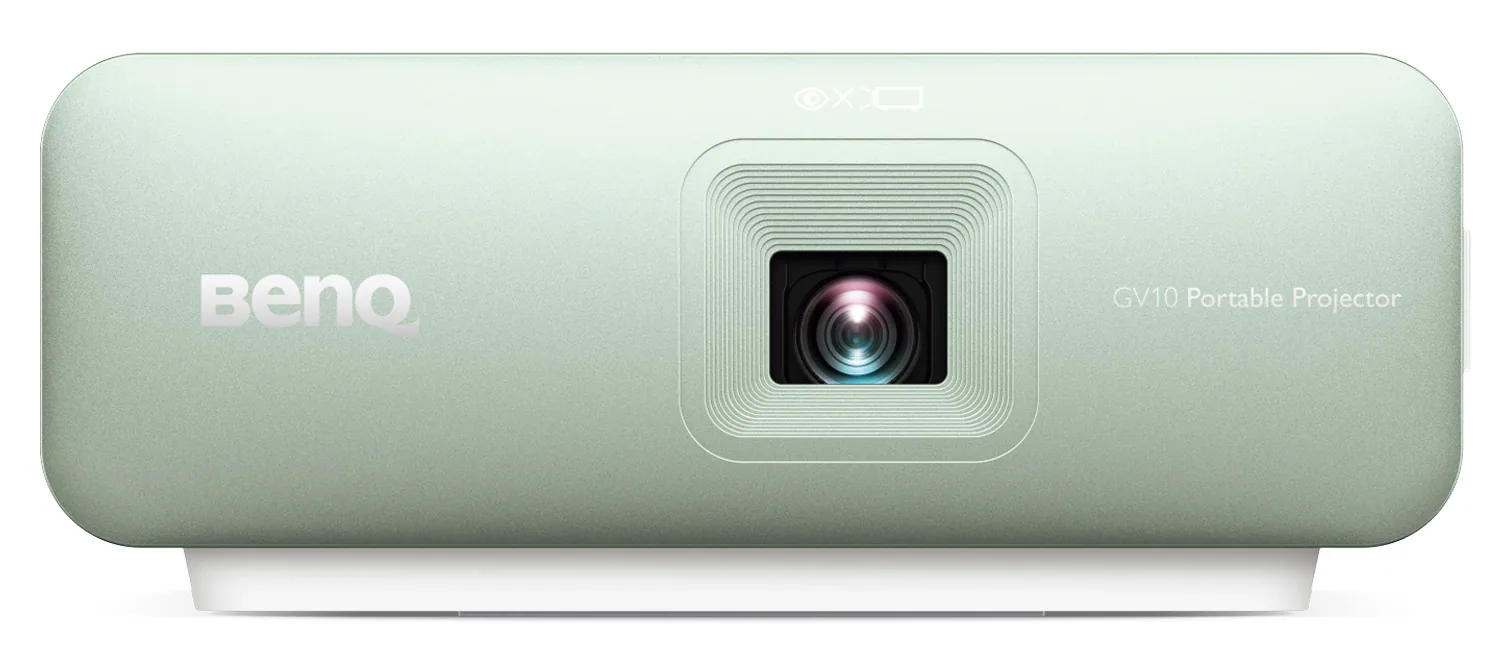 Front. BenQ - BenQ GV10 LED Mini Portable Projector, 3W Built-in Speaker, Auto Vertical Keystone - White.