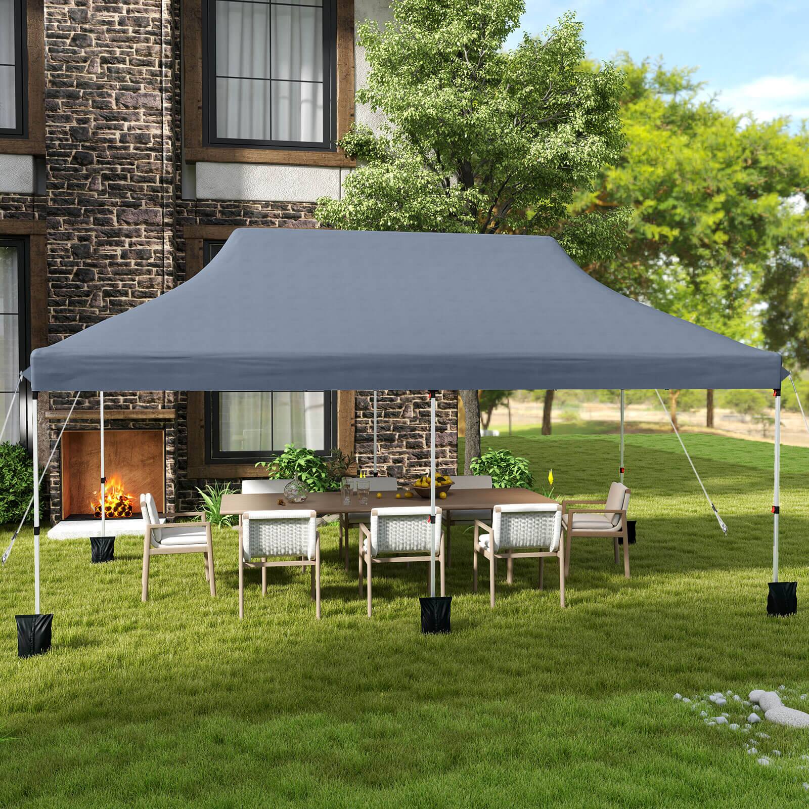 Alt View 1. Costway - Costway 10 x 20 FT Pop-up Canopy UPF50+ Sun Protection Tent with Carrying Bag - Gray.