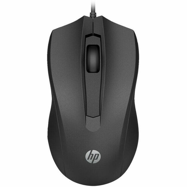 Front. HP - HP Wired Mouse 105 - Optical - Cable - USB Type A - 1600 dpi - 3 Button(s) - Symmetrical - Unknown.