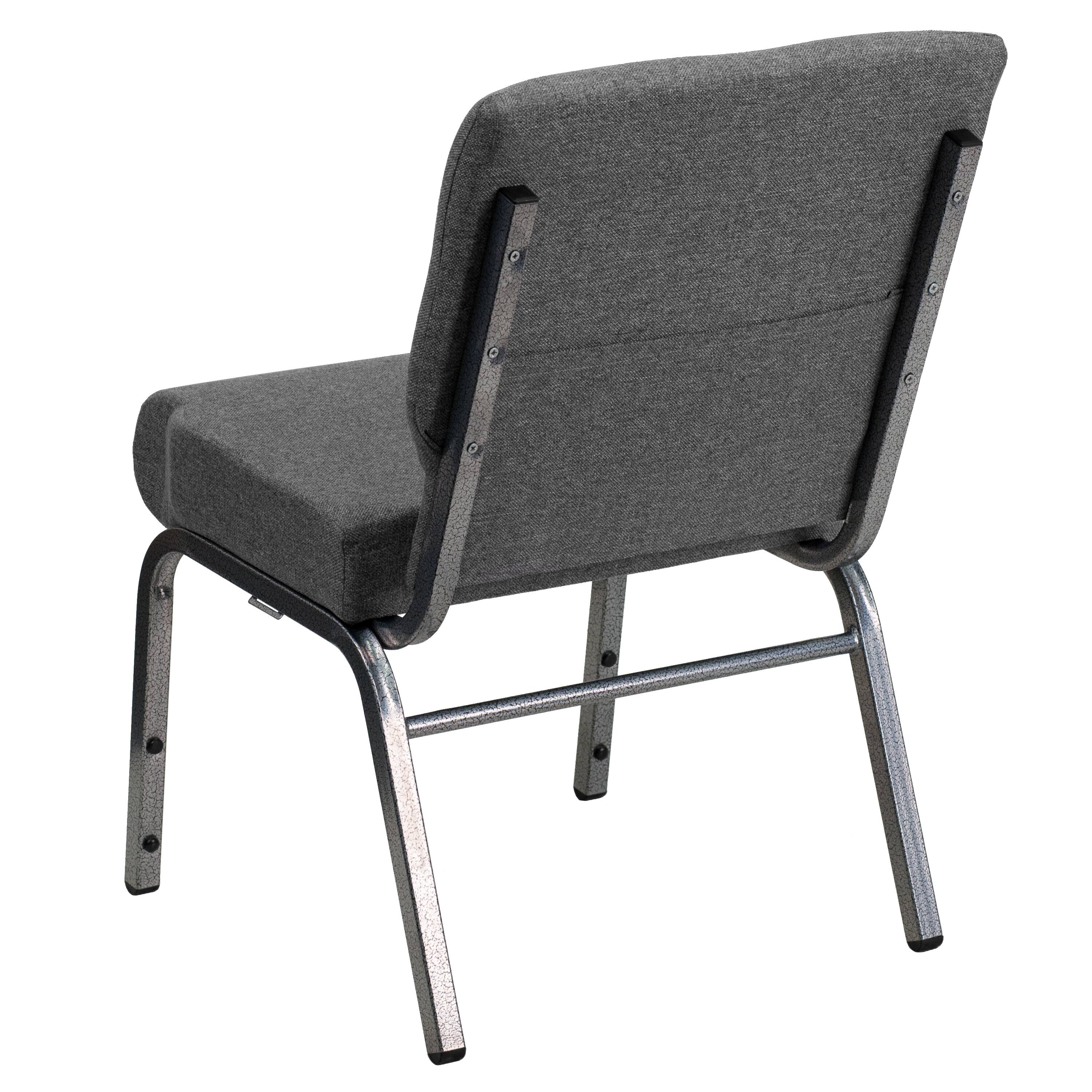 Alt View 14. Alamont Home - Hercules 21"W Stacking Church Chair in Gray Fabric - Silver Vein Frame - Gray Fabric/Silver Vein Frame.