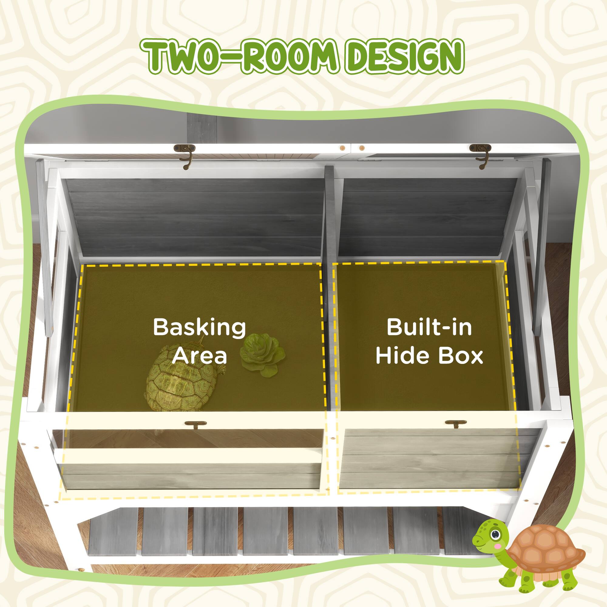 TWO-ROOM DESIGN

Basking Area

Built-in Hide Box