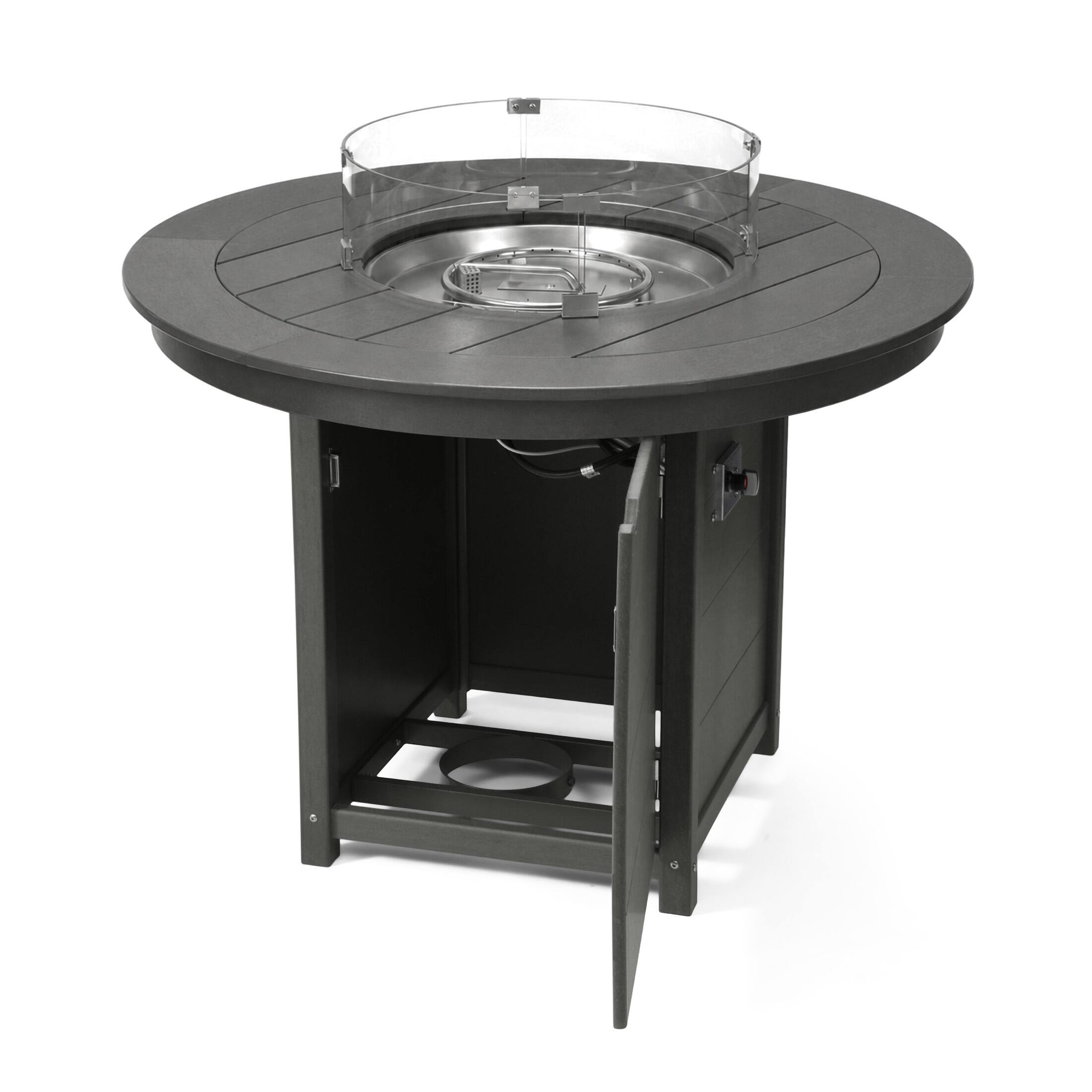Left. WestinTrends - WestinTrends Helios 47" Modern Outdoor Patio Propane Round Counter Height Fire Pit Table - Gray.